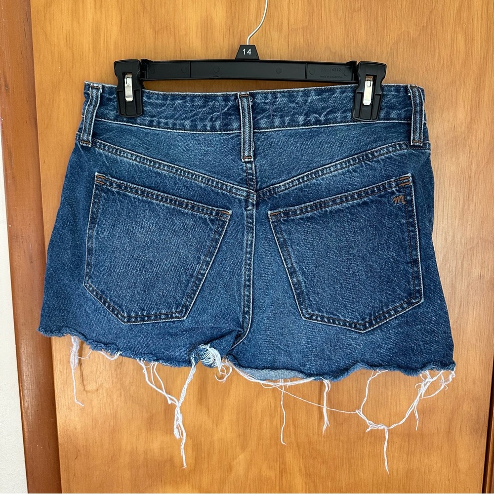 Madewell Blue Distressed Jean Shorts Raw Hem